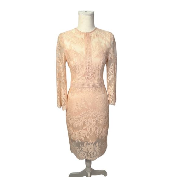 Bebe Slit Lace Mini Dress Blush Pink Women’s 4 Bridalcore Balletcore Coquette - Picture 2 of 16